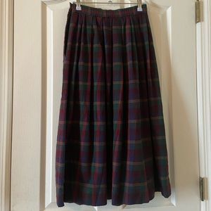 Vintage Plaid Land’s End Maxi Wool Skirt